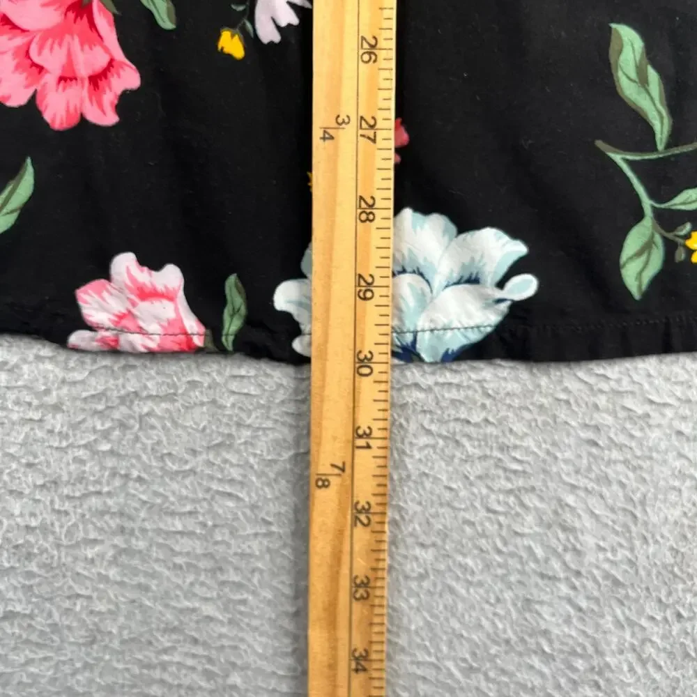 Old Navy Girls Sleeveless Shirt Flowing Tunic Top Black Pink Flowers Small 6/7